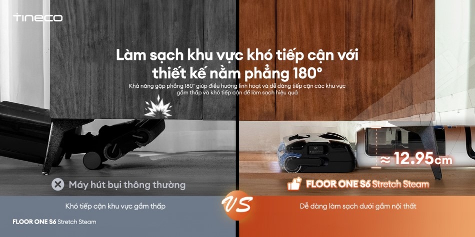 Máy hút bụi lau sàn khô ướt Tineco FLOOR ONE S6 Stretch Steam